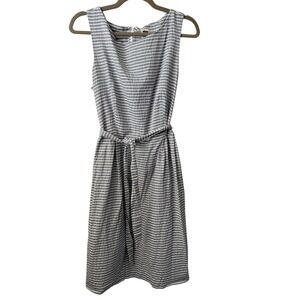 Anne Klein Striped‎ Sleeveless Belted Midi Dress Women Size 12 Blue White